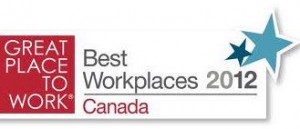 Best Workplace Canada 2012 logo with two stars and a red box