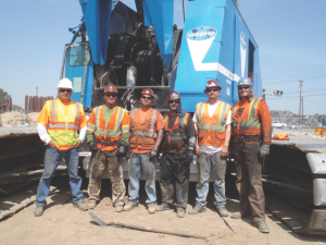 Members of the pile driving crew pictured left to right: Juan Martinez, Oscar Garcia, Jose Portillo, Peter Rivera, Kevin James, Victor Ronquillo.
