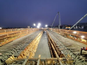 Approximately 1,000 yards of concrete was placed near the future Intermodal Transportation Facility-West station