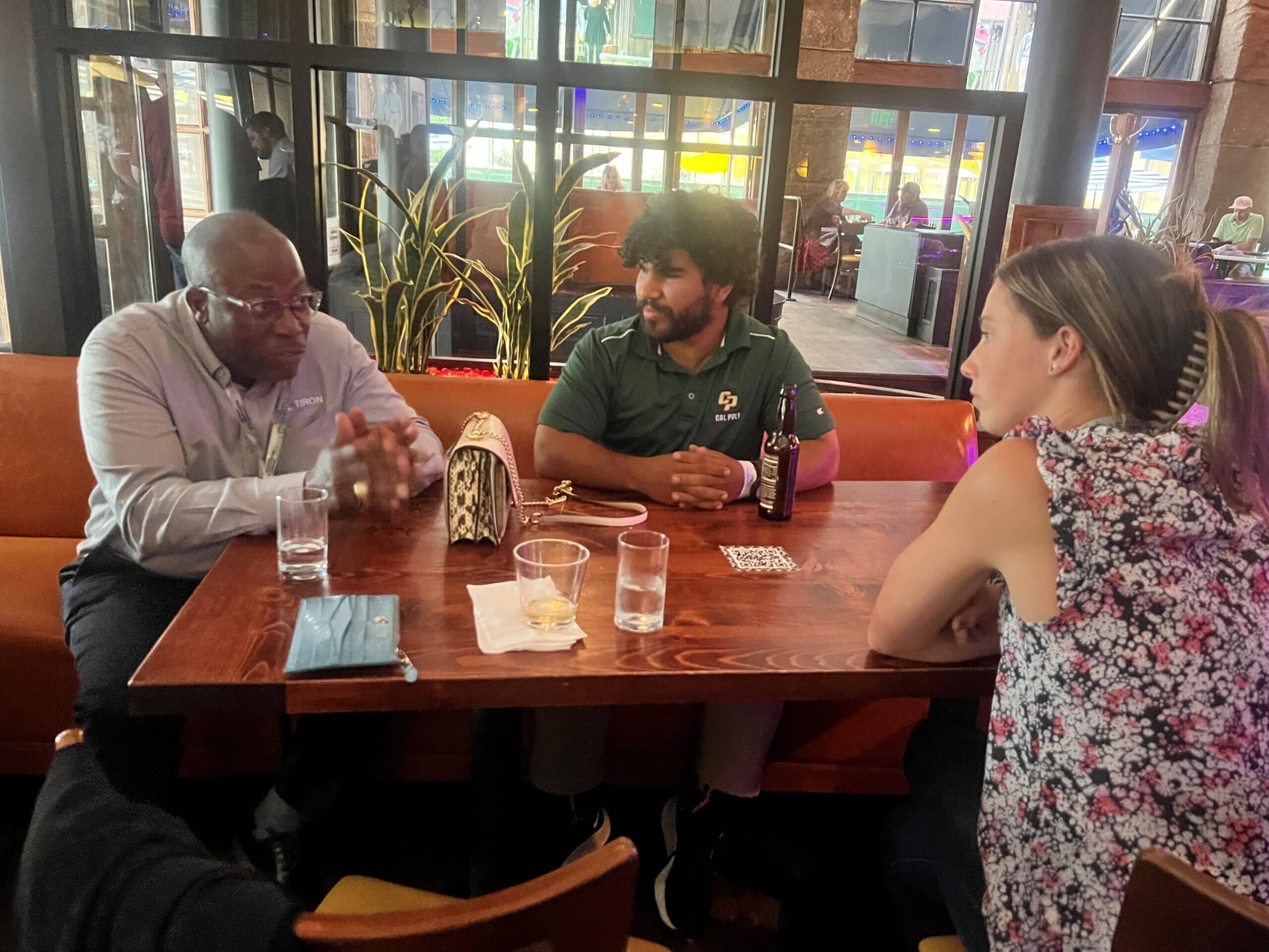 Rodney mentoring at the Flatiron sponsored welcome reception 